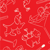 Red Dancing Tray with Martinis